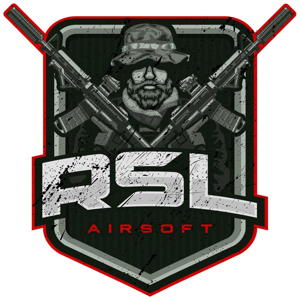 Logo van RSL Airsoft, een indoor en outdoor airsoft locatie