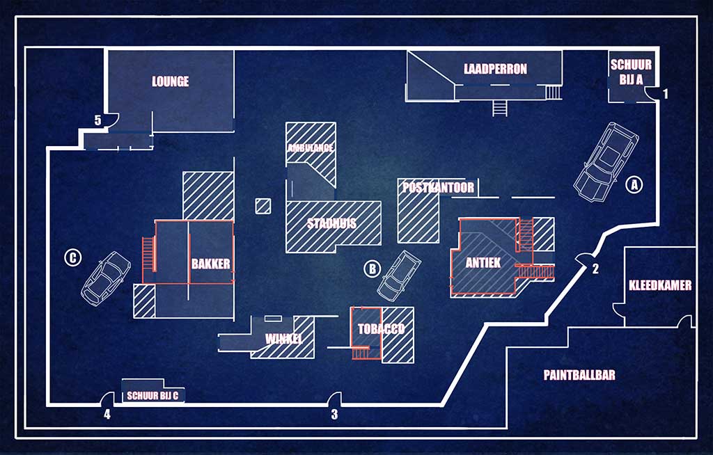Plattegrond indoor Let's Paintball